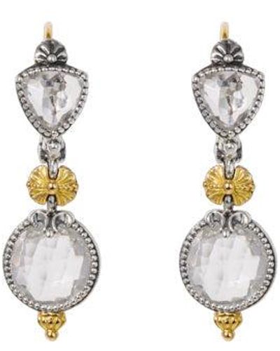 Konstantino Pythia Sterling 18k Yellow Gold Crystal Earrings Skmk3156-127 - White
