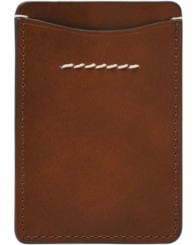 Fossil Westover Leather Slim Minimalist Card Case Sliding Pocket Wallet - Brown