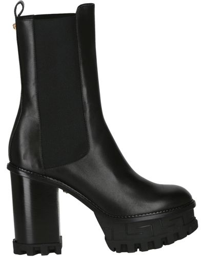 Versace Greca Platform Boots - Black