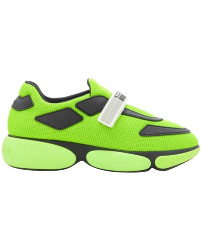 Prada Cloudbust Neon Fluorescent Mesh Logo Strap Low Top Sneakers Eu35.5 - Green