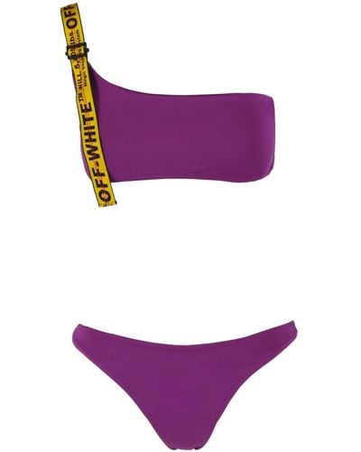 Off-White c/o Virgil Abloh Logo Band Asymmetric Bikini - Purple
