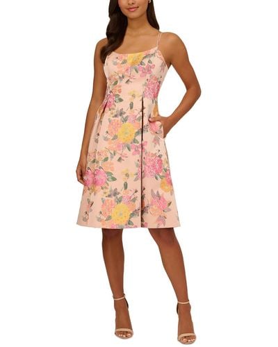 Adrianna Papell Semi-formal Knee-length Cocktail And Party Dress - Pink
