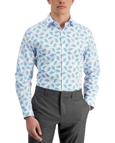 BarIII Organic Cotton Print Button-down Shirt - Blue