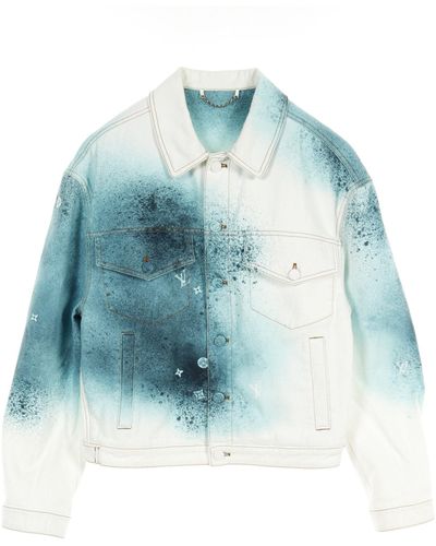 Louis Vuitton Lv Spray Denim Jacket Cottonturquoise Blue