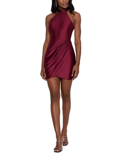Blondie Nites Juniors Halter Mini Cocktail And Party Dress - Red