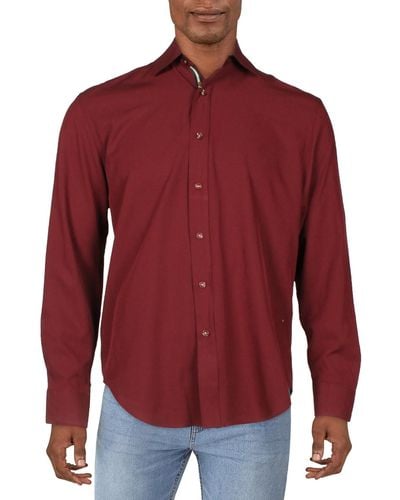 Society of Threads Colla Contrast Lining Button-down Shirt - Red