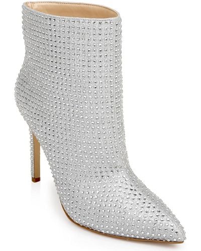 Badgley Mischka Jude Textured Pointed Toe Ankle Boots - Gray