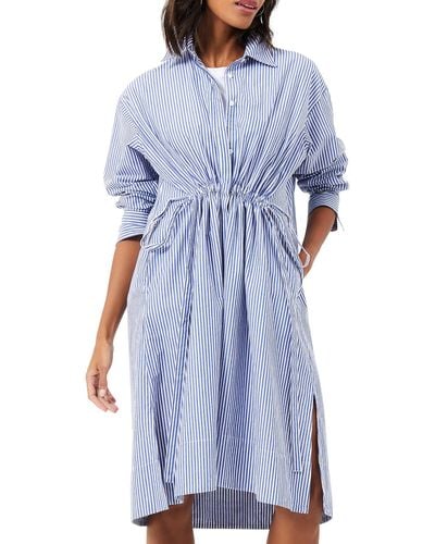 French Connection Rhodes Sus Pop Cotton Knee-length Shirtdress - Blue