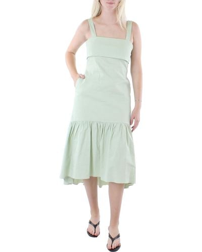 Theory Linen Long Midi Dress - Green