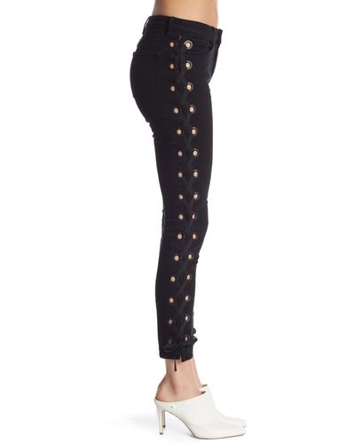 3x1 3 X 1 Lacy Midway Skinny Lace Up Jeans Cropped - Black
