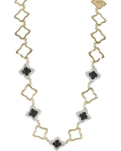 David Yurman Quatrefoil Onyx Diamond Necklace - Metallic