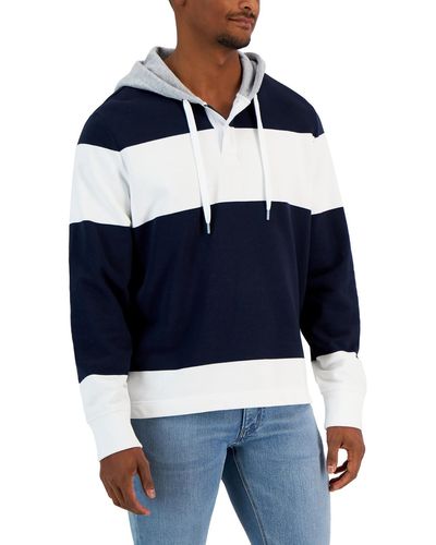 Michael Kors Button Front Heathered Hoodie - Blue