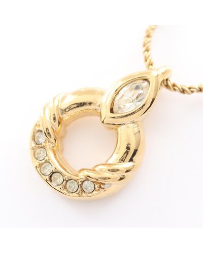 Dior Circle Necklace Gp Rhinestone Gold - Metallic