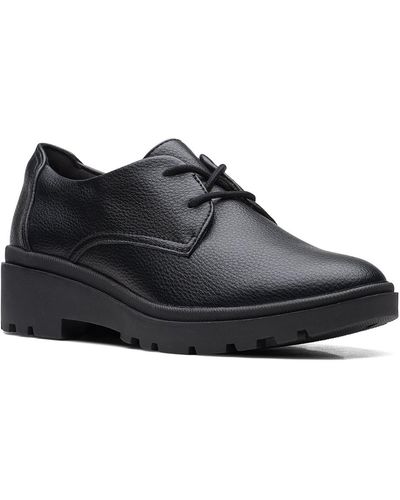 Clarks Calla Ruby Leather Lifestyle Oxfords - Black