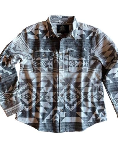 STS Ranchwear Aztec Henley Shirt Jacket - Blue