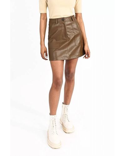 Molly Bracken Vegan Leather Skirt - Brown