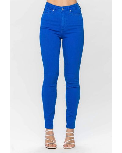 Judy Blue Game Day Control Top Skinny Jeans - Blue