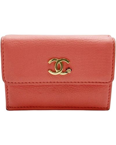 Chanel Logo Cc Leather Wallet (pre-owned) - Red