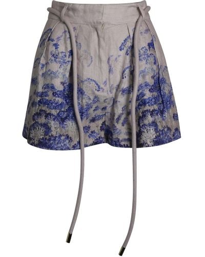 Zimmermann Luminous Floral-print Tie-waist Shorts - Blue
