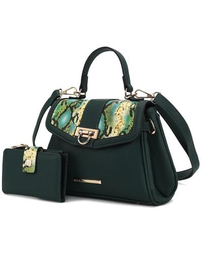 MKF Collection by Mia K Geny Faux-snake Embossed Shoulder Bag With Matching Wallet By Mia K. - Green