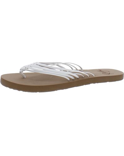 Roxy Jasmine Faux Leather Strappy Flip-flops - Natural