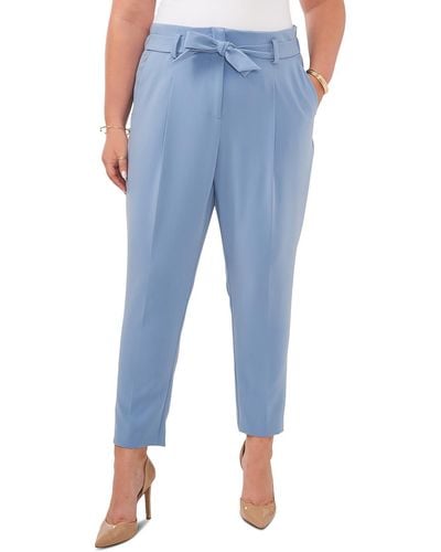 Vince Camuto Plus Belted Polyester Ankle Pants - Blue