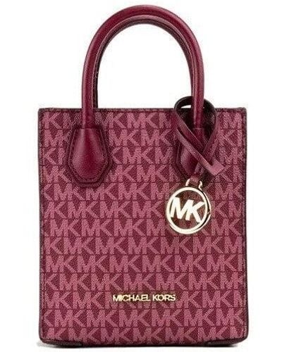 Michael Kors Mercer Xs Mulberry Signature Pvc North South Shopper Crossbody Bag - Purple