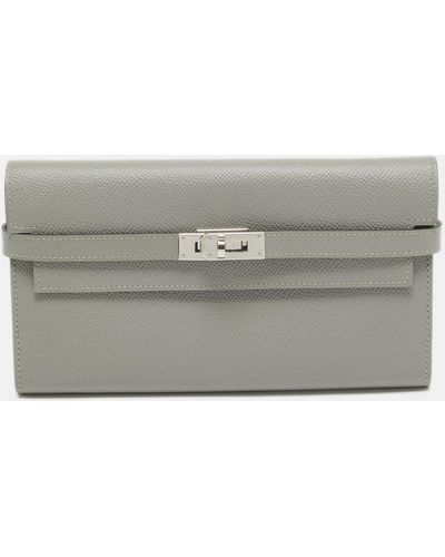 Hermès Gris Mouette Epsom Leather Kelly Classic Wallet - Gray