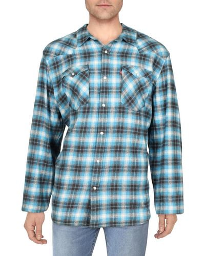 Levi's Flannel Snap Front Western Shirt - Blue