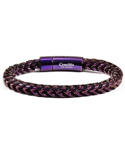 Crucible Jewelry Crucible Los Angeles Rose Gold Polished 8mm Stainless Steel Franco Chain Bracelet - Purple