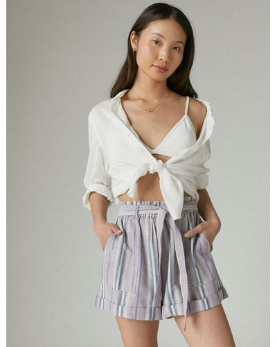 Lucky Brand Striped Paperbag Shorts - Gray