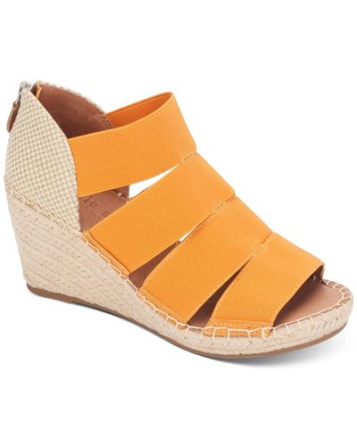 Gentle Souls Charli Leather Heel Wedge Sandals - Orange