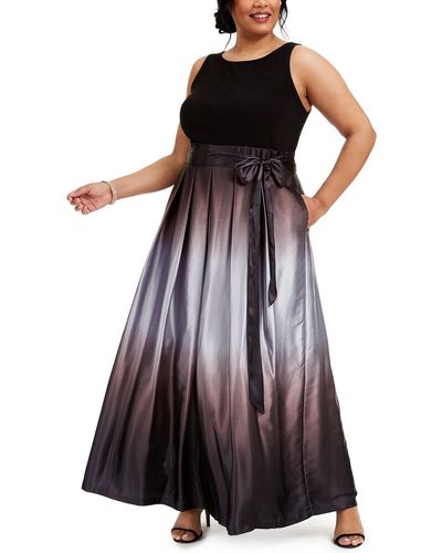 SLNY Plus Satin Sleeveless Formal Dress - Purple