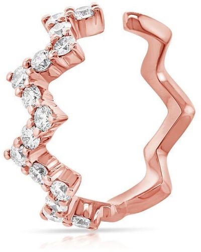 Diana M. Jewels 14k Rg 0.90gr Cuff Earrings 15 Round Diamonds 0.22 - Pink