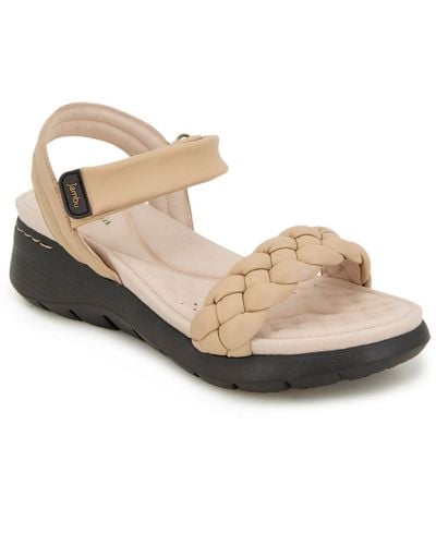Jambu Vicky Leather Braided Wedge Sandals - Natural