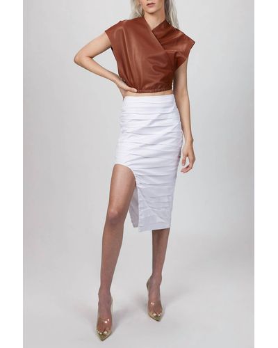 Zeynep Arcay Ruched Midi Skirt - White