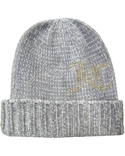 Juicy Couture Chenille Jc Stud Beanie Hat - Gray