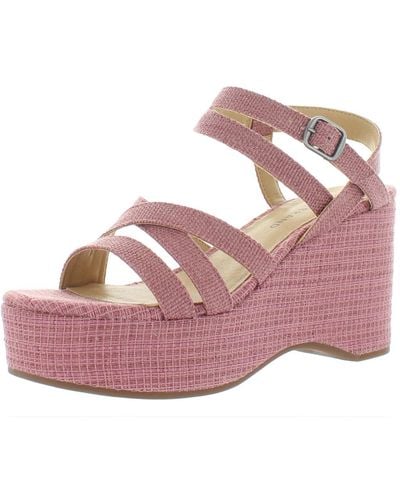Lucky Brand Carlisha Woven Ankle Strap Wedge Sandals - Pink