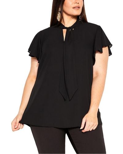 City Chic Solid Blouse - Black