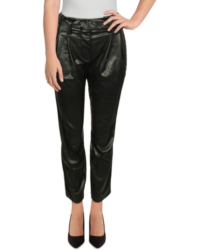 DKNY Faux Leather Paperbag Pants - Black