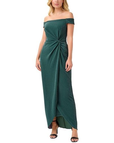 Adrianna Papell Glitter Maxi Evening Dress - Green