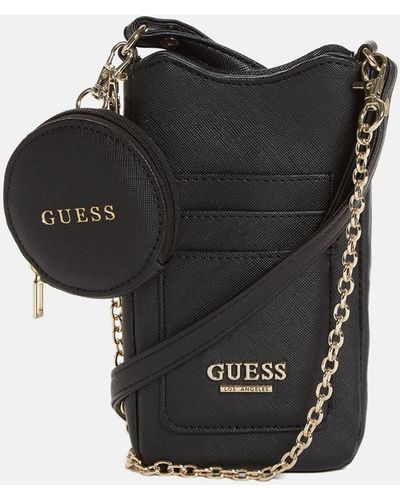 Guess Factory Faux-leather Phone Crossbody - Black