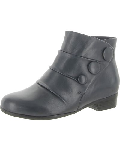 Trotters Mila Leather Button Ankle Boots - Gray