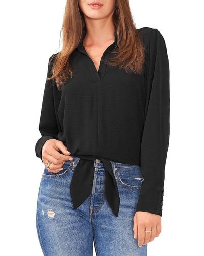 Vince Camuto Tie Front Collared Blouse - Black