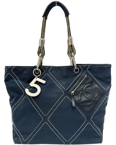 Chanel Coco Mark Canvas Tote Bag (pre-owned) - Blue
