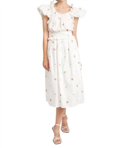 En Saison Wayback Floral Cross Stitch Midi Dress - White
