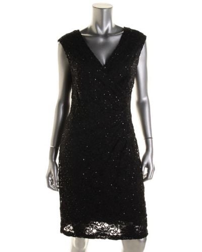 Connected Apparel Petites Lace Sleeveless Cocktail Dress - Black