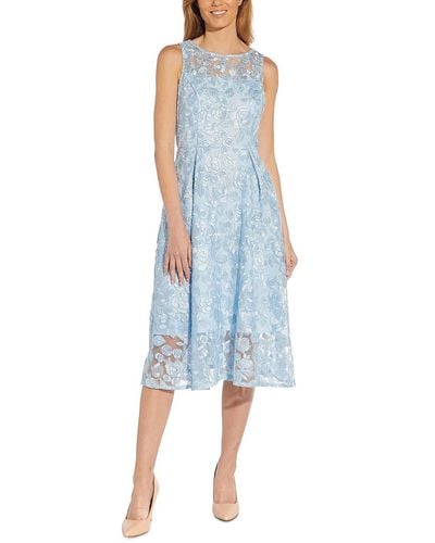 Adrianna Papell Floral Embroidered Cocktail And Party Dress - Natural