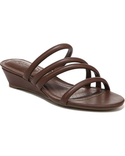 LifeStride Yours Truly Open Toe Slip On Wedge Sandals - Brown