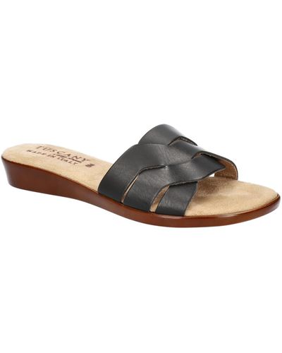 TUSCANY by Easy StreetR Nicia Faux Leather Slip On Slide Sandals - Brown